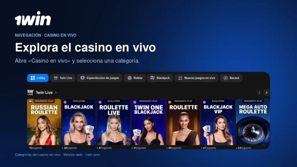 Ilustración de juegos de casino de 1win para México