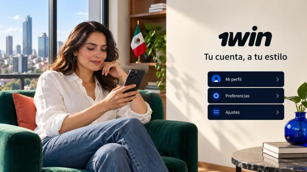 Ilustración de aplicación y acceso móvil de 1win para México